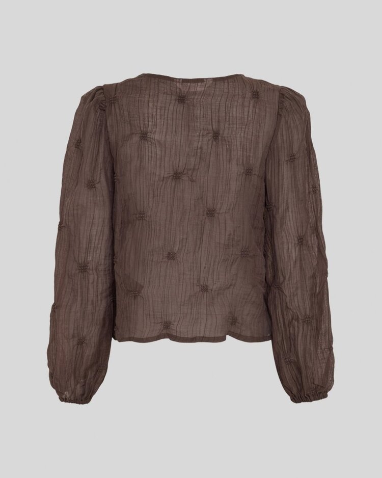 Moss Copenhagen carolina crêpe embroidered blouse - brown