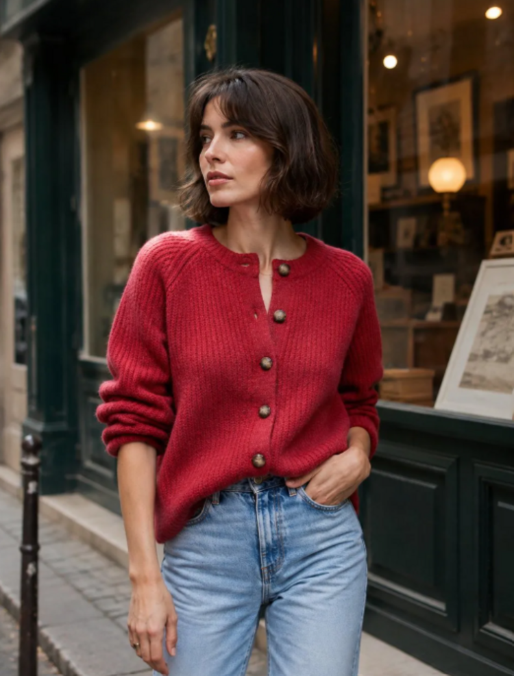Sillie Anne oversized cardigan - cherry red