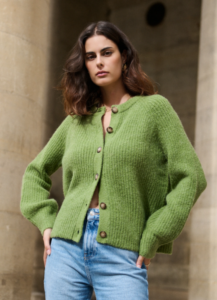 Sillie Anne oversized cardigan - avocado green
