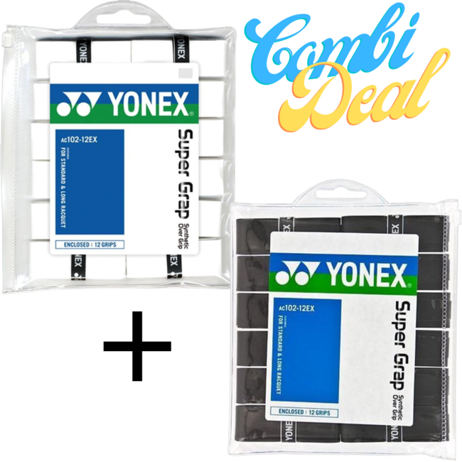 Yonex Wet Super Grap 12 Pack AC102EX Zwart en Wit