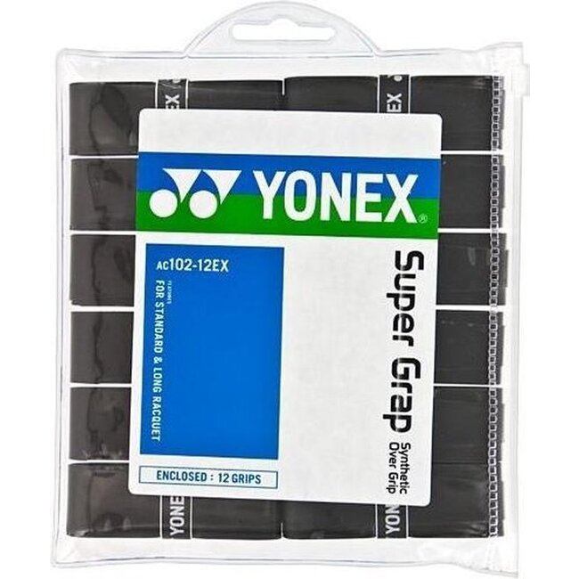 Yonex Wet Super Grap 12 Pack AC102EX Zwart en Wit