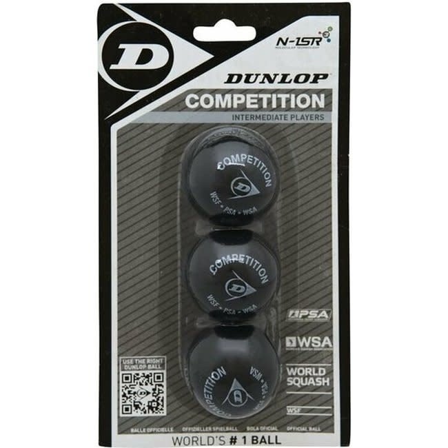 Dunlop Competition Squashbal 1 Gele Stip 3 Bal Blister