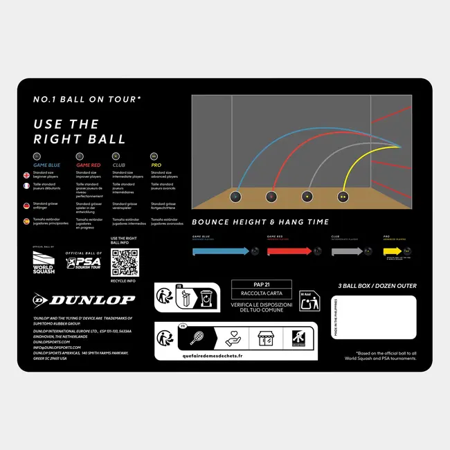 Dunlop Game Red 4x3 Squashbal (12 ballen)