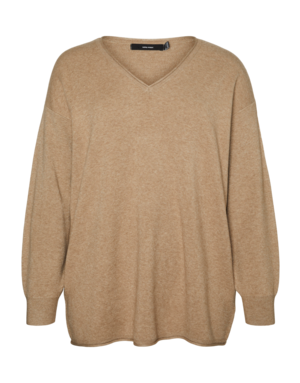 Vero Moda Curve VMCGOLD ROLL LS LONG V-NECK PULLOVER CUR