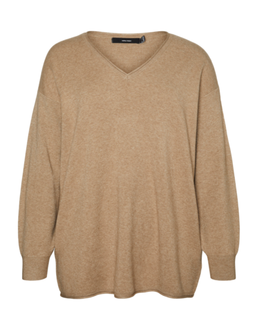 Vero Moda Curve VMCGOLD ROLL LS LONG V-NECK PULLOVER CUR