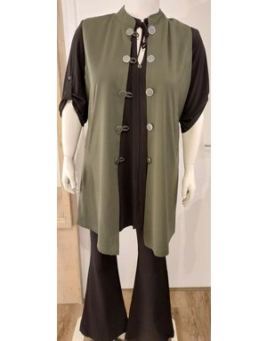Magna Magna N-2308 Gilet lang donkergroen