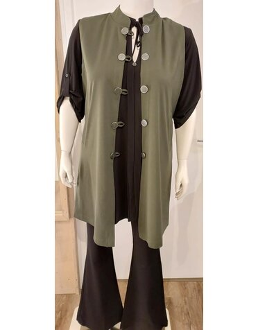 Magna Magna N-2308 Gilet lang donkergroen