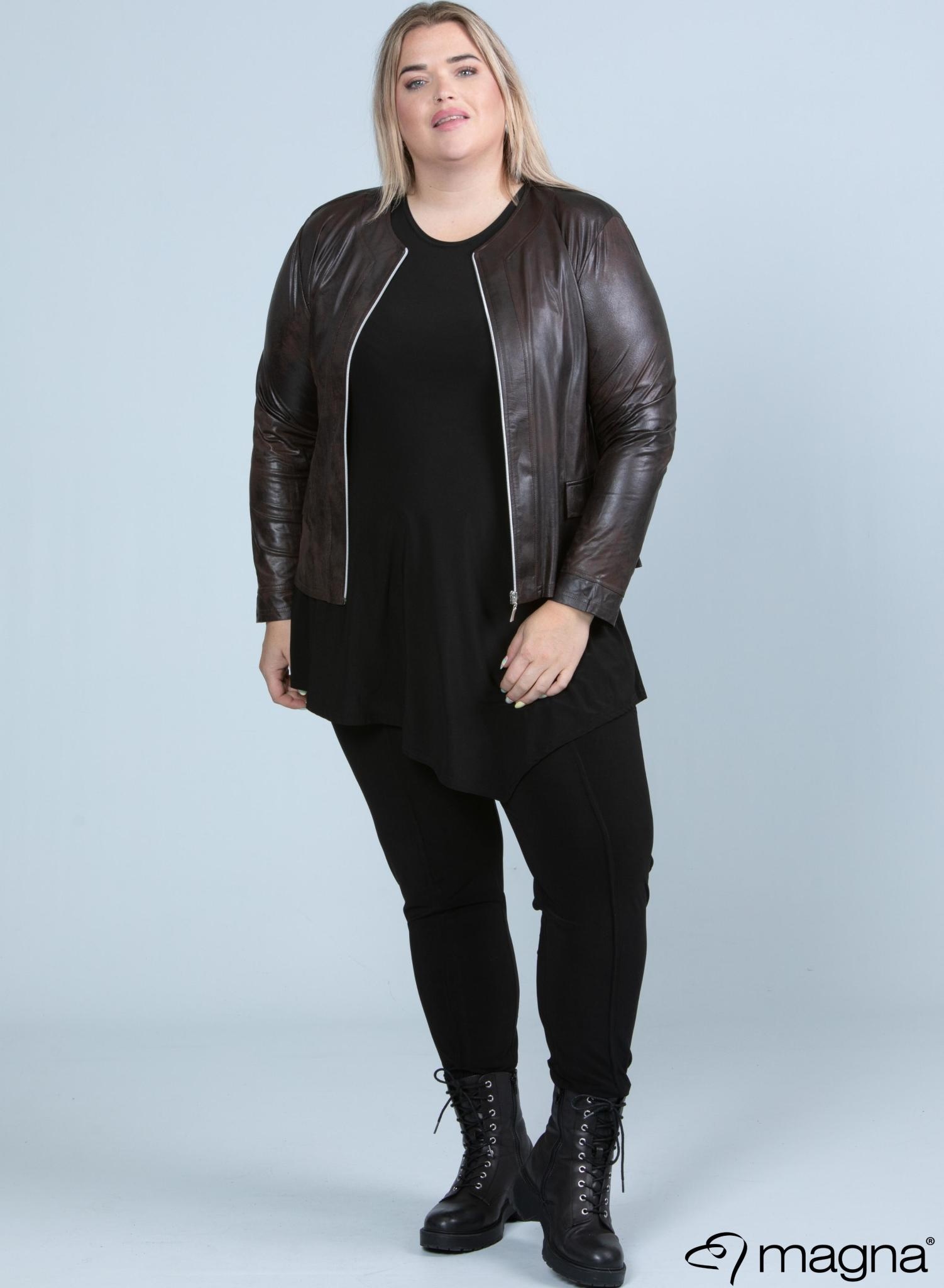 Magna Magna K-31 jasje leatherlook stretch donkerbruin