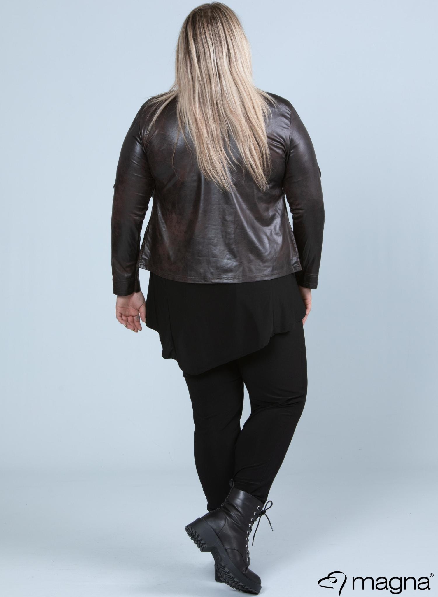 Magna Magna K-31 jasje leatherlook stretch donkerbruin