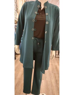 Magna Magna N-2304 Blazer met knoop en sluiting flessengroen