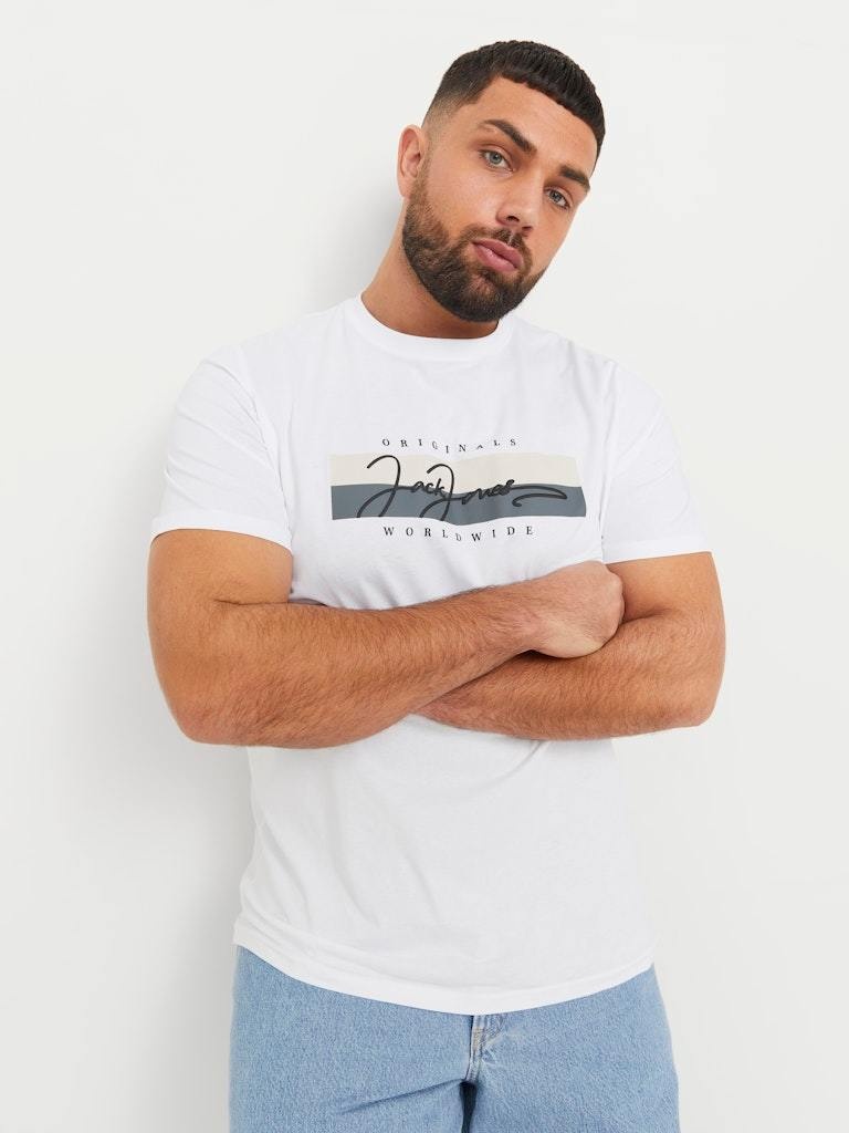 JACK&JONES PLUS JORFREDERIKSBERG BOX TEE SS C.N PLS (4 kleuren)