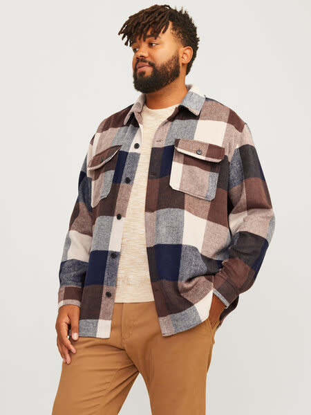 JACK&JONES PLUS JJEBRADLEY OLLIE OVERSHIRT LS NOOS PLS (2 varianten)