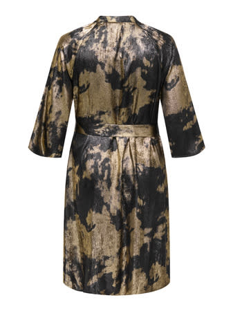 ONLY CARMAKOMA CARDIXIE 3/4 V-NECK BLK DRESS AOP