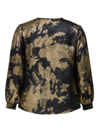 ONLY CARMAKOMA CARDIXIE LS-VNECK  TOP AOP