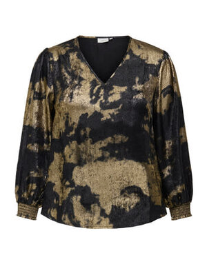 ONLY CARMAKOMA CARDIXIE LS-VNECK  TOP AOP