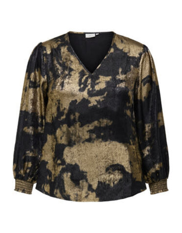 ONLY CARMAKOMA CARDIXIE LS-VNECK  TOP AOP