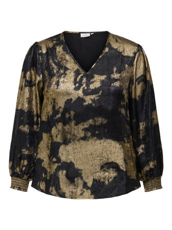 ONLY CARMAKOMA CARDIXIE LS-VNECK  TOP AOP
