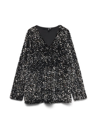 Vero Moda Curve VMCBELLA LS V-NECK SQ TOP JRS GA CUR