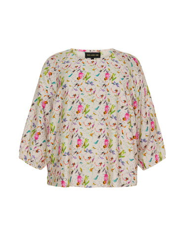 NO. 1 BY OX Blouse w 3/4 sleeves and elastic in cuffs