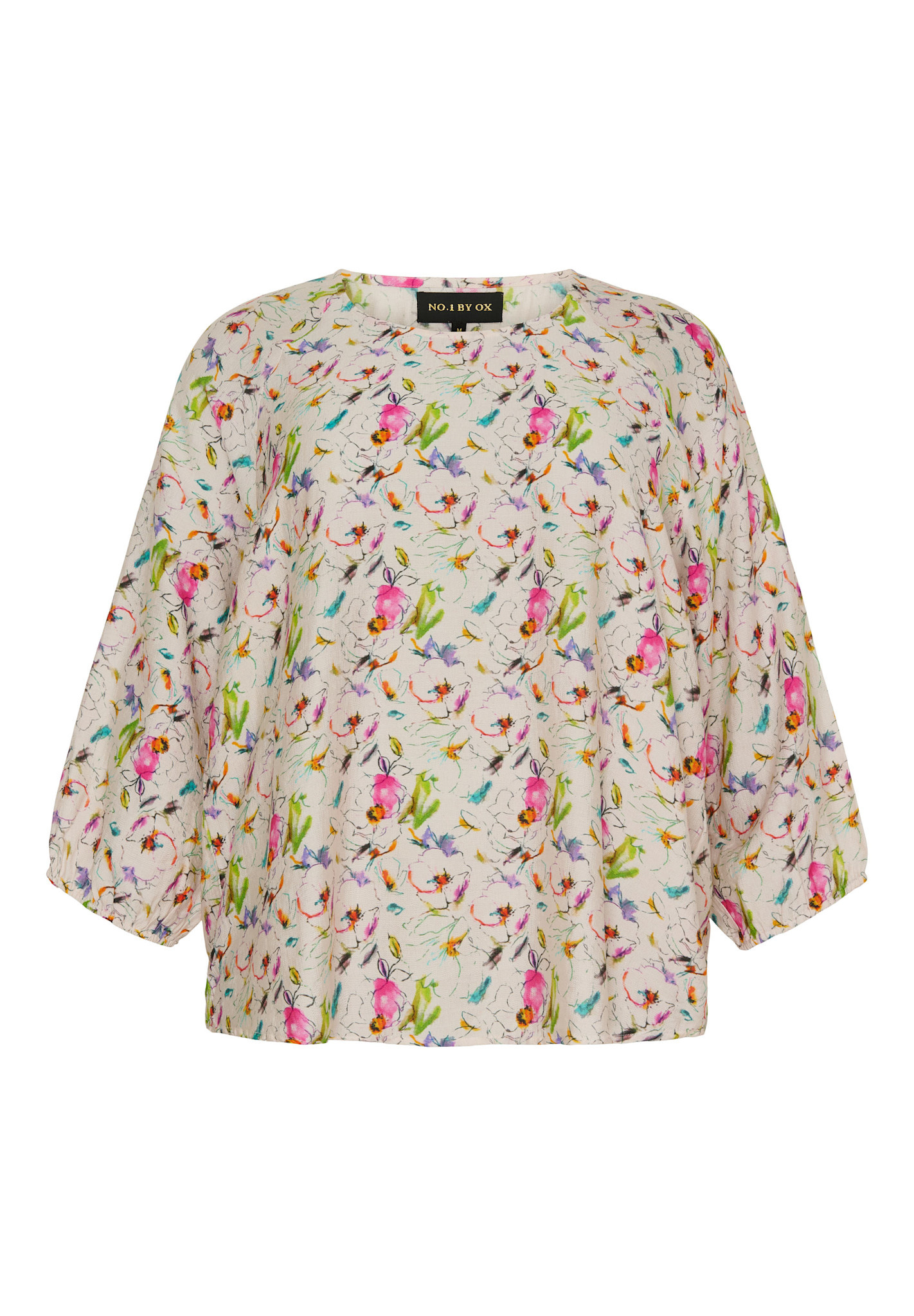 NO. 1 BY OX Blouse w 3/4 sleeves and elastic in cuffs