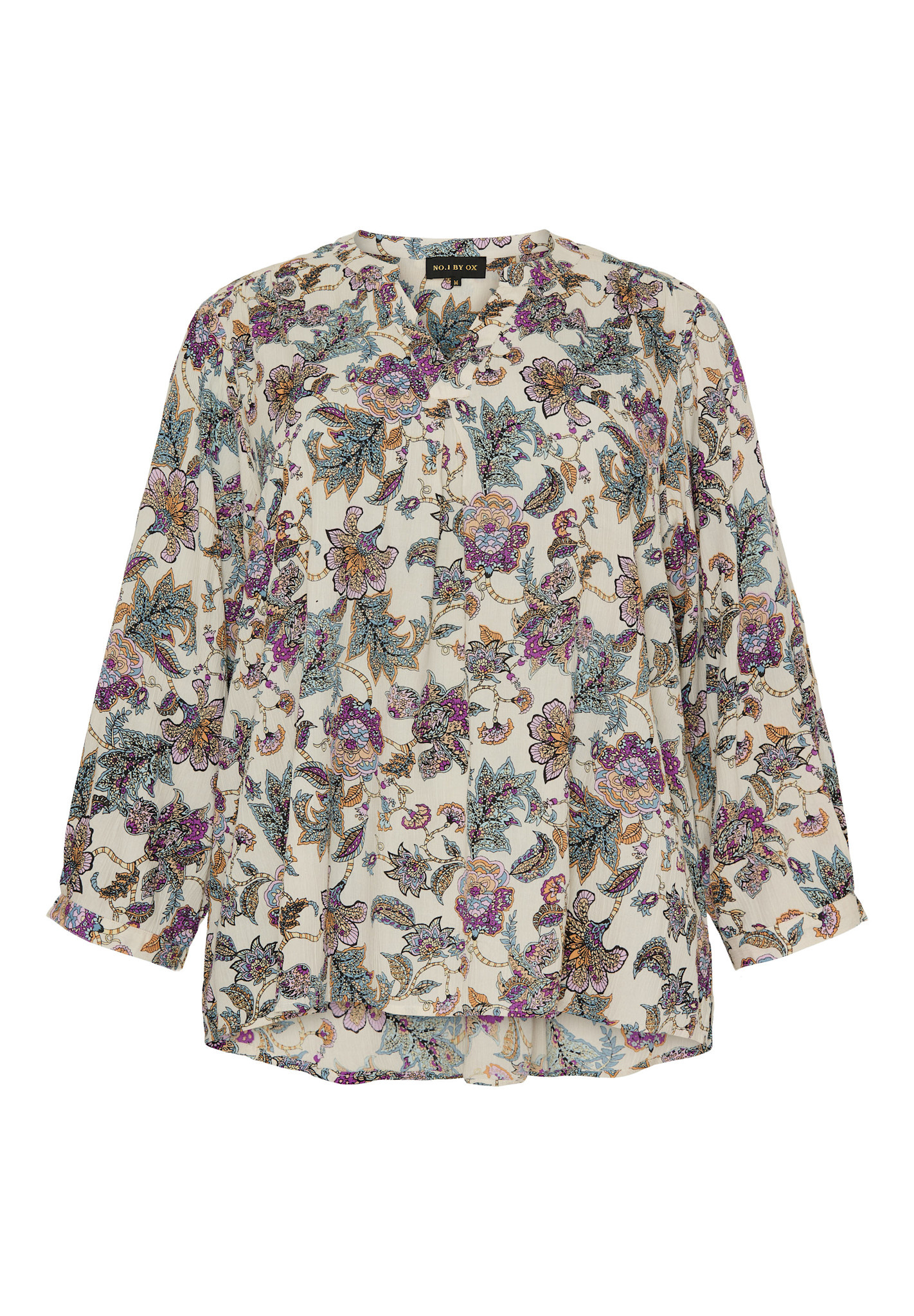 NO. 1 BY OX Loose Blouse w V-neck and 3/4 sleeves