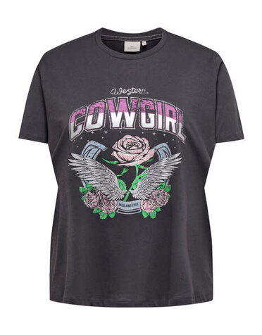 ONLY CARMAKOMA CARKONI FOIL S/S O-NECK TOP JRS