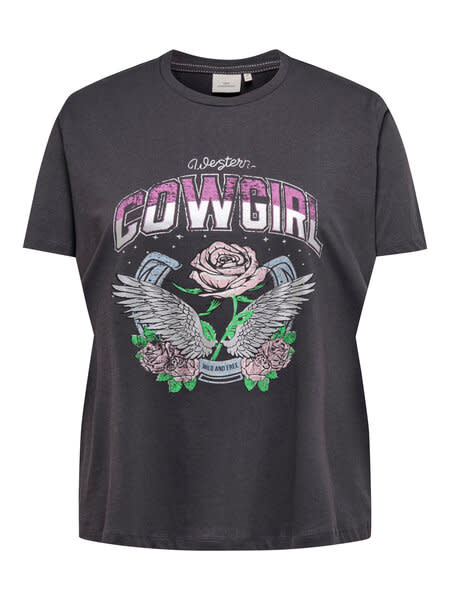 ONLY CARMAKOMA CARKONI FOIL S/S O-NECK TOP JRS