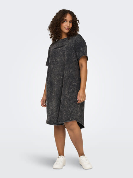 ONLY CARMAKOMA CARASTON S/S O-NECK SWEAT KNEE DRESS JRS