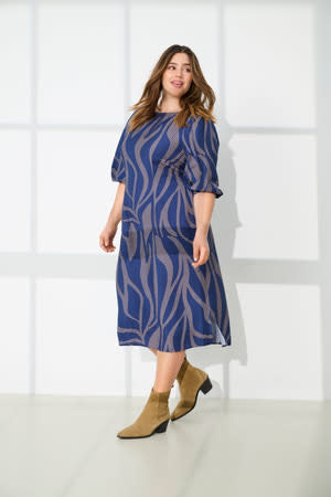 ONLY CARMAKOMA CARFANNIL 3/4 CALF SMOCK DRESS AOP