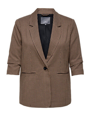 ONLY CARMAKOMA CARLETTIE LIFE 3/4 CHECK BLAZER TLR