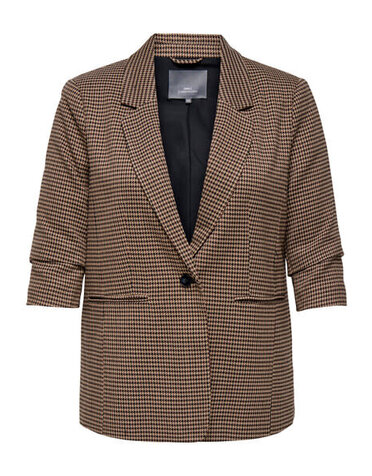 ONLY CARMAKOMA CARLETTIE LIFE 3/4 CHECK BLAZER TLR