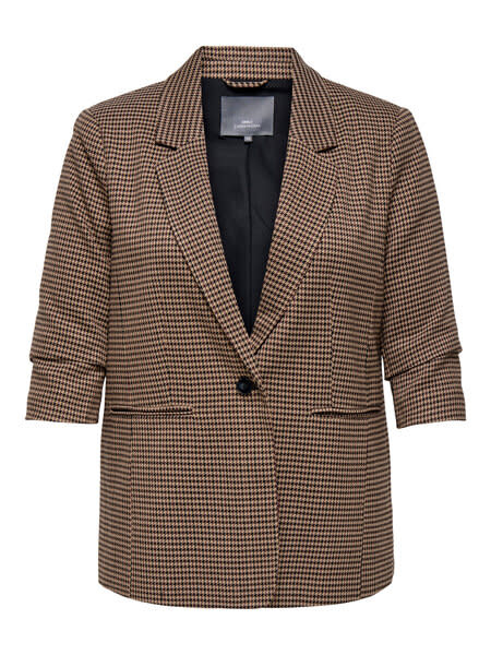 ONLY CARMAKOMA CARLETTIE LIFE 3/4 CHECK BLAZER TLR