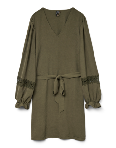 Vero Moda Curve VMCALVA LACE LS SHORT DRESS WVN BOO CUR