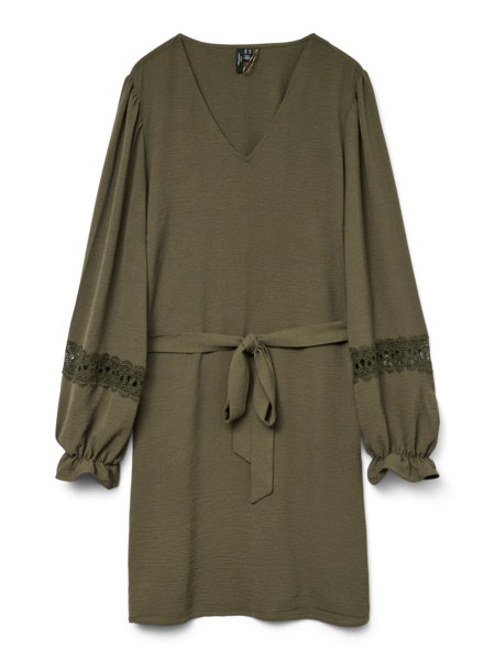 Vero Moda Curve VMCALVA LACE LS SHORT DRESS WVN BOO CUR