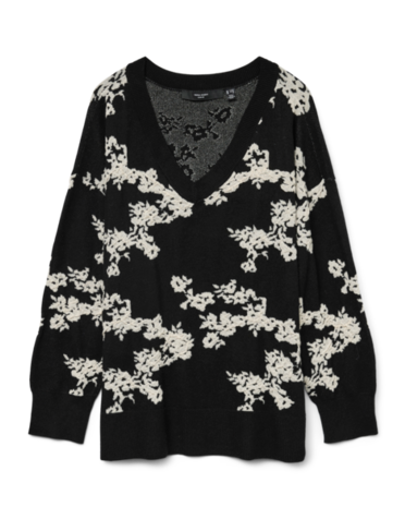 Vero Moda Curve VMCNANCY LS V-NECK LONG PULLOVER BOO CUR