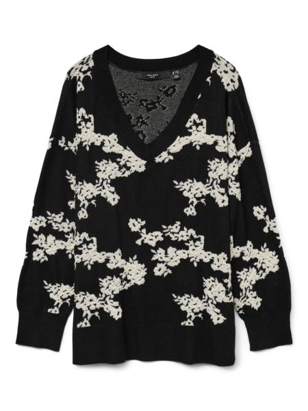 Vero Moda Curve VMCNANCY LS V-NECK LONG PULLOVER BOO CUR