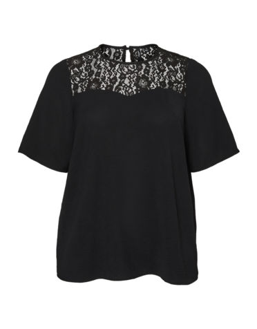 Vero Moda Curve VMCALVA LACE SS TOP PA WVN GA CUR