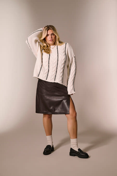 ONLY CARMAKOMA CARTESSA CABEL STITCH LS O-NECK KNT