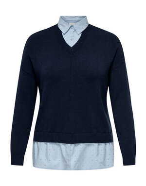 ONLY CARMAKOMA CARDAGMAR LS COLLAR MIX KNT