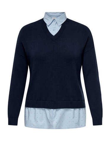 ONLY CARMAKOMA CARDAGMAR LS COLLAR MIX KNT