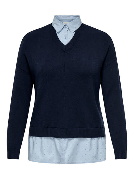 ONLY CARMAKOMA CARDAGMAR LS COLLAR MIX KNT