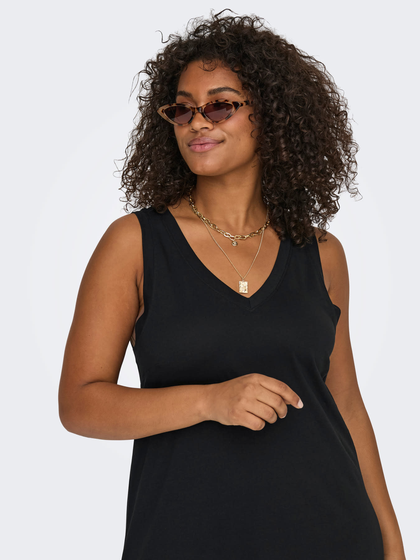 ONLY CARMAKOMA CARBLOOM MAY LIFE SL CALF V-NE DRESS JRS