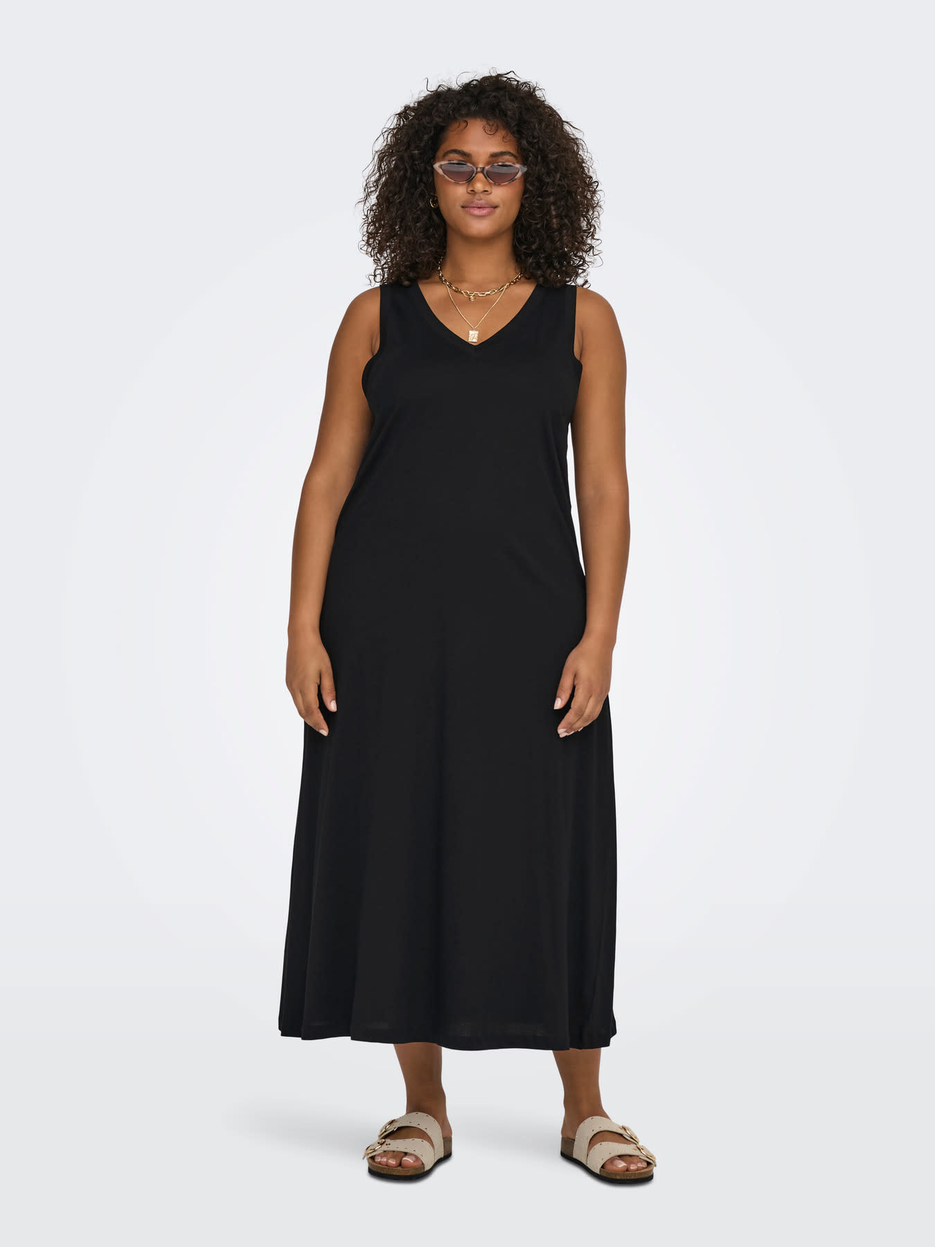 ONLY CARMAKOMA CARBLOOM MAY LIFE SL CALF V-NE DRESS JRS