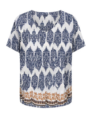 ONLY CARMAKOMA CARHAVANA LIFE SS V-NECK TOP AOP