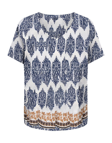 ONLY CARMAKOMA CARHAVANA LIFE SS V-NECK TOP AOP