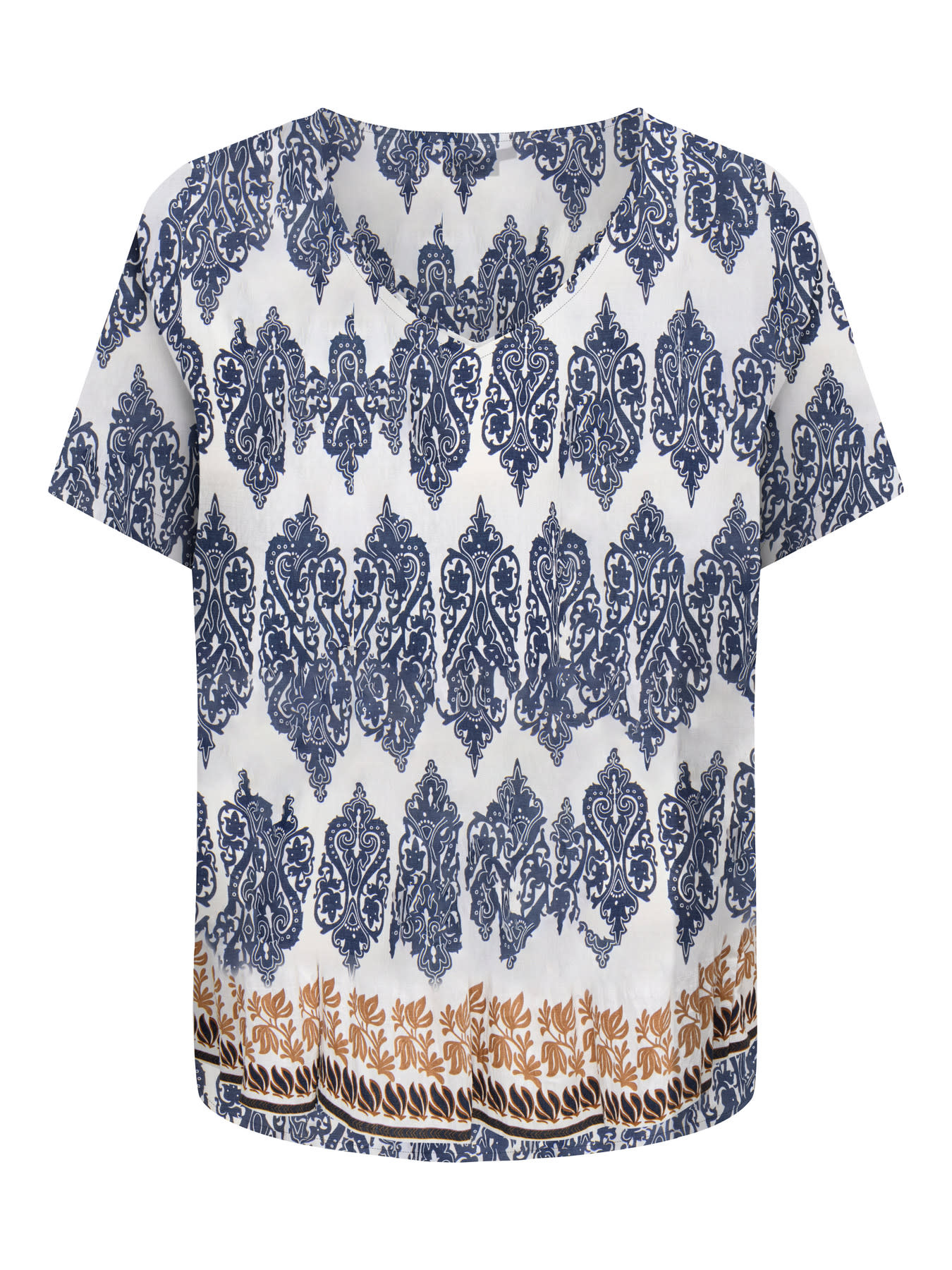 ONLY CARMAKOMA CARHAVANA LIFE SS V-NECK TOP AOP