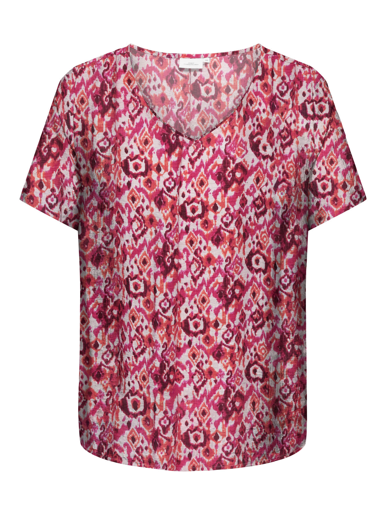 ONLY CARMAKOMA CARHAVANA LIFE SS V-NECK TOP AOP