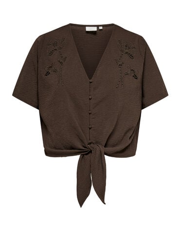 ONLY CARMAKOMA CAREVALOU METTA 2/4 KNOT SHIRT WVN