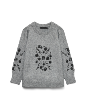 Vero Moda Curve VMCJUTA LS O-NECK EMBRODERY PULLOVER CUR