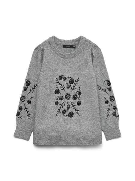 Vero Moda Curve VMCJUTA LS O-NECK EMBRODERY PULLOVER CUR